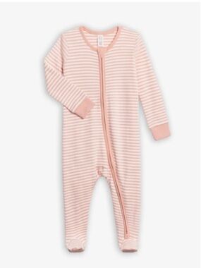 Colored Organics Peyton Footed Sleeper- Blush Stripe